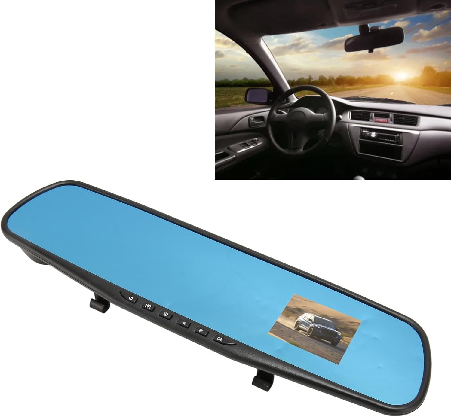 Smart Rearview Mirror Dash Cam Backup Camera Mirror Dash Cam Front and Rear Camera High Definition Video Audio Recorder Front and Rear Dual Cameras Rear View Mirror Camera for Car Truck SUV Nan image number 1