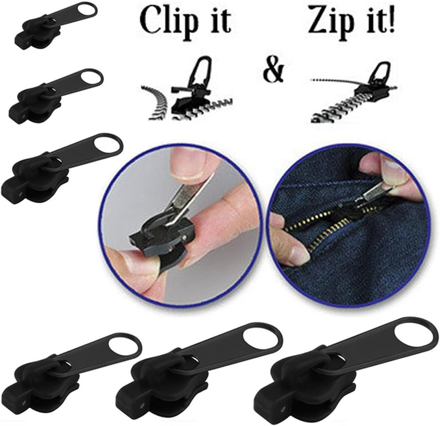 6Pcs Universal ABS Plastic Zipper Pull Fix Repair Kit