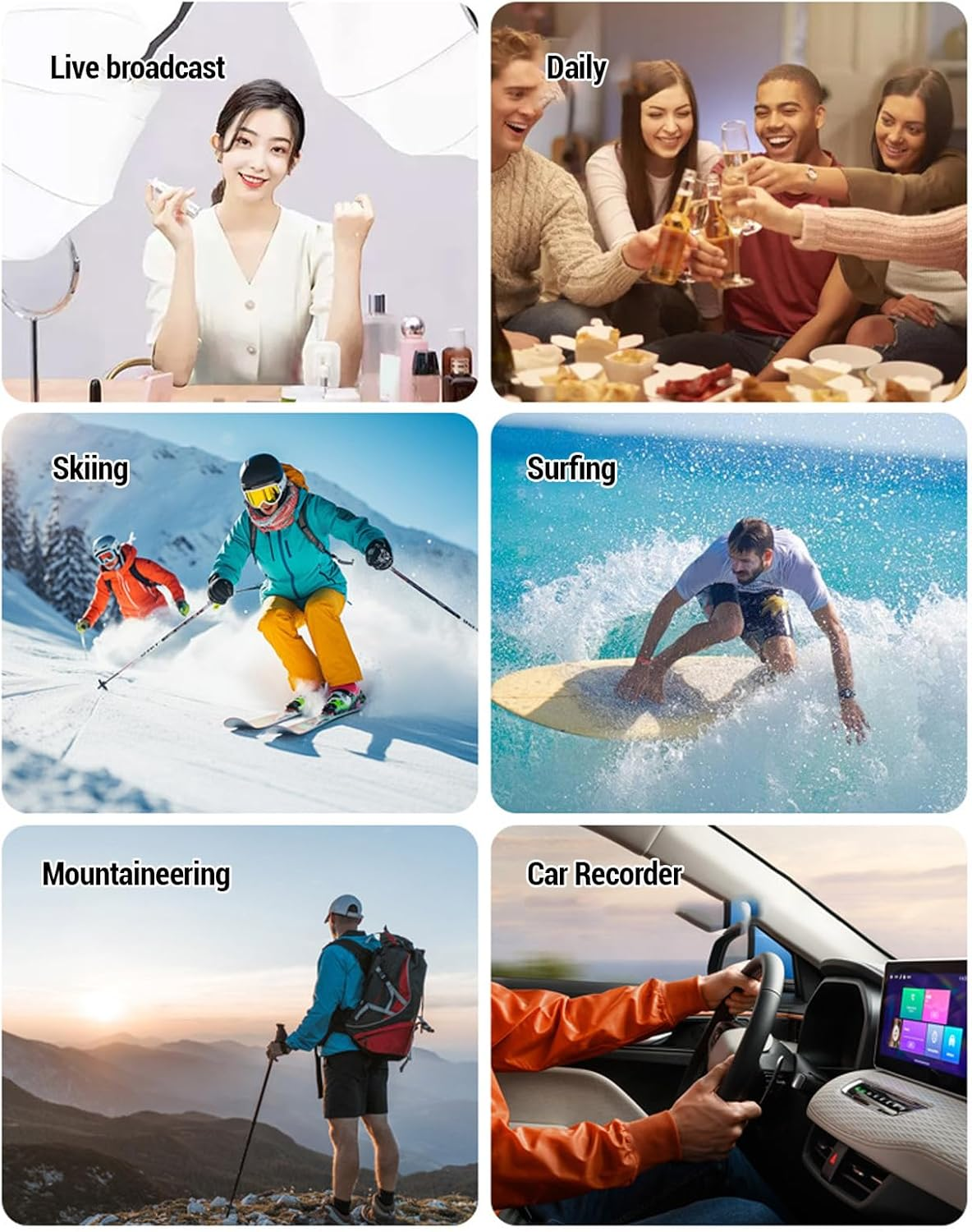 Action Camera 4K, HD Wide Angle Camera with 2 Inch IPS Screen, Versatile Small Wearable Video Camcorder anti Shake with Components for Cycling image number 4