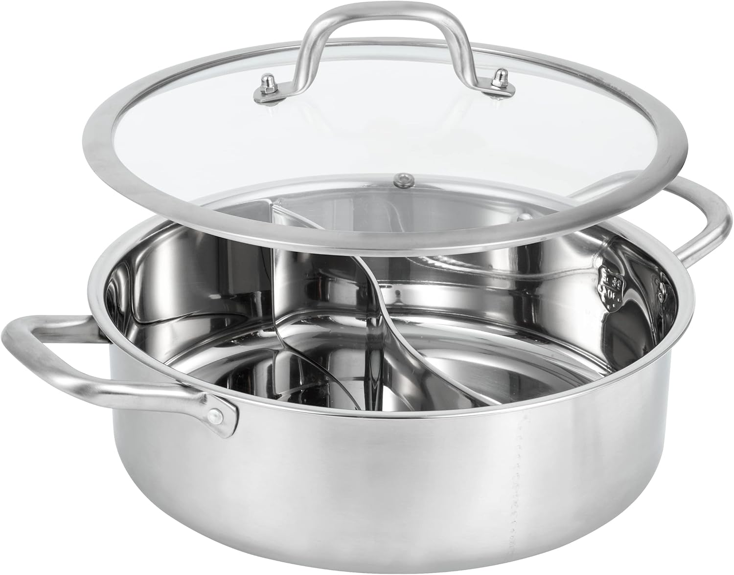 Mylifeunit Shabu Shabu Pot, 4.5 Qt 304 Stainless Steel Hot Pot with Divider, 11.8 Inches Soup Cookware for Induction Cooktop, Gas Stove image number 6