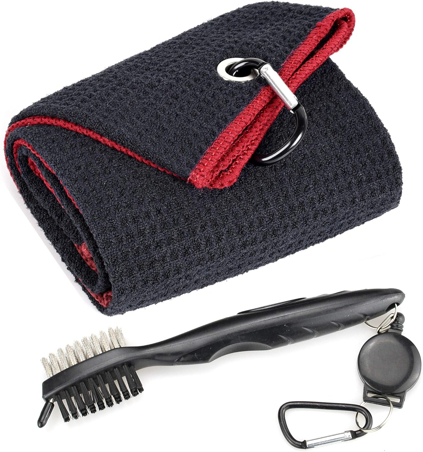 Mile High Life Tri-Fold Golf Towel | Premium Microfiber Fabric | Waffle Pattern | Heavy Duty Carabiner Clip | 14 Color Options