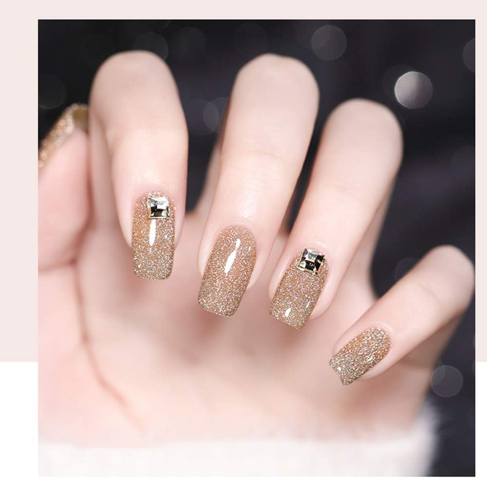 VERONNI Glitter Nail Gel Polish Clear Crushed Glass Reflective Shine Nail Polish Diamond Sparkle Soak off UV LED Bright Glitter Gel Nail Polish Bungee Party Broken Clear Sparkling Gel Nail Art Manicure 10Ml-Silver Glitter (#S-005 Champagne Gold) - S-005 Champagne Gold image number 2