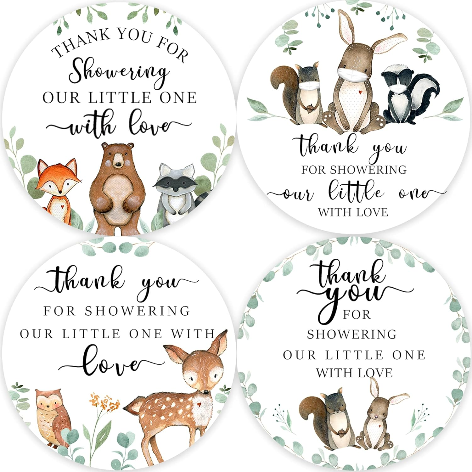 80 Jungle Safari Thank You Stickers, Baby Shower Thank You Stickers, Wild Animals Birthday Party Favor Label Decorations(2 Inch)