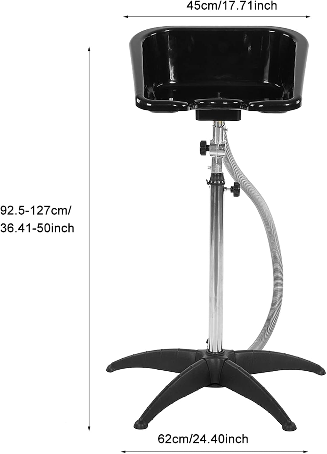 Portable Shampoo Bowl Unit, Fully Angle Adjustable Mobile Shampoo Bowl Plastic Shampoo Hair Washing Sink, Salon Chair Barber Deep Bowl for Beauty Salon, Barber Shop image number 2