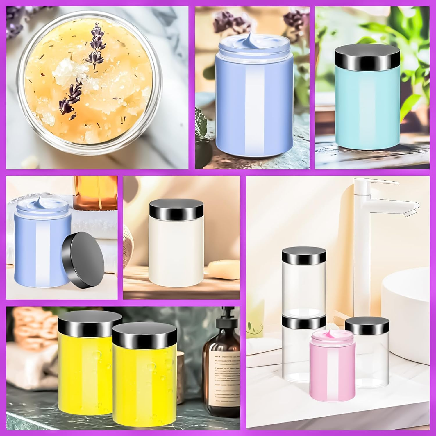 Motbach 6 Pack 12Oz Plastic Jars with Lids, 360Ml round Clear Cosmetic Containers Makeup Jars, Travel Size Container Jar for Makeup Cream Lotion Salve Ointment Sample Travel Storage Beauty Products image number 3