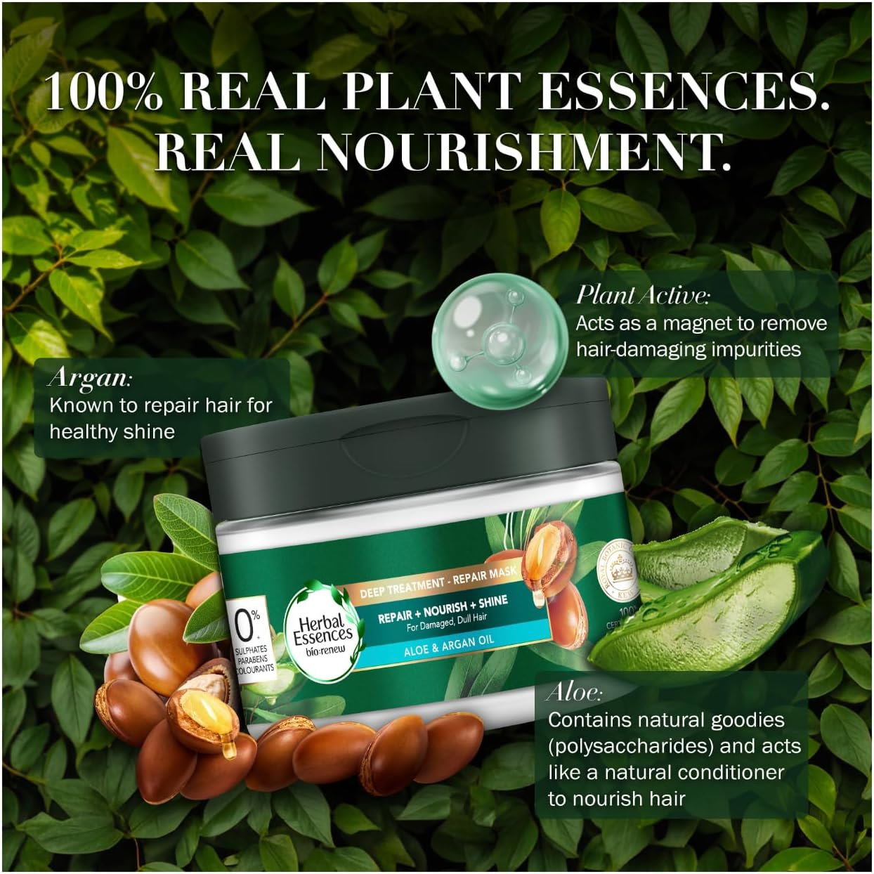 Herbal Essences Bio Renew Deep Treatment Repair Mask Aloe & Argan Oil 300Ml Cond image number 3