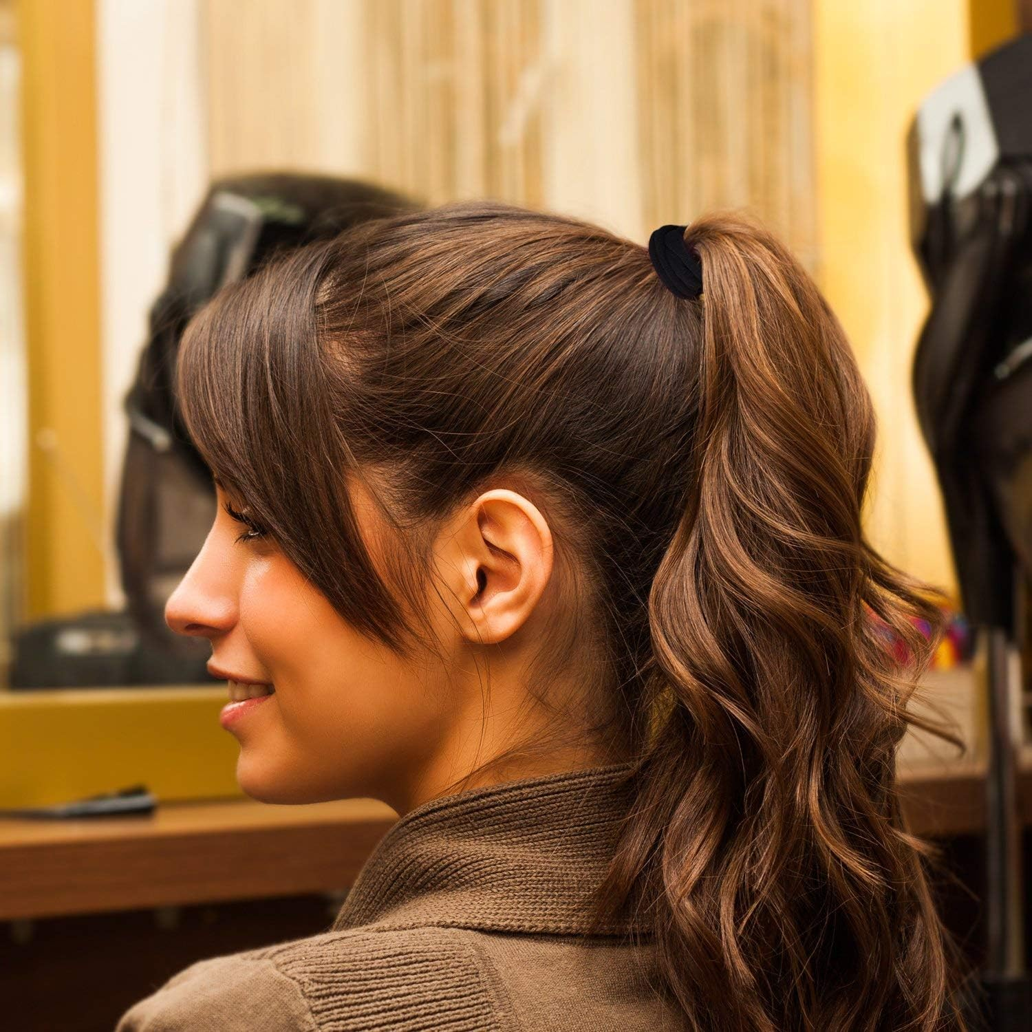 20 Pieces Large Stretch Hair Ties Hair Bands Ponytail Holders Headband for Thick Heavy and Curly Hair (Black, 5 Cm in Diameter, 1 Cm in Width) - Black image number 5