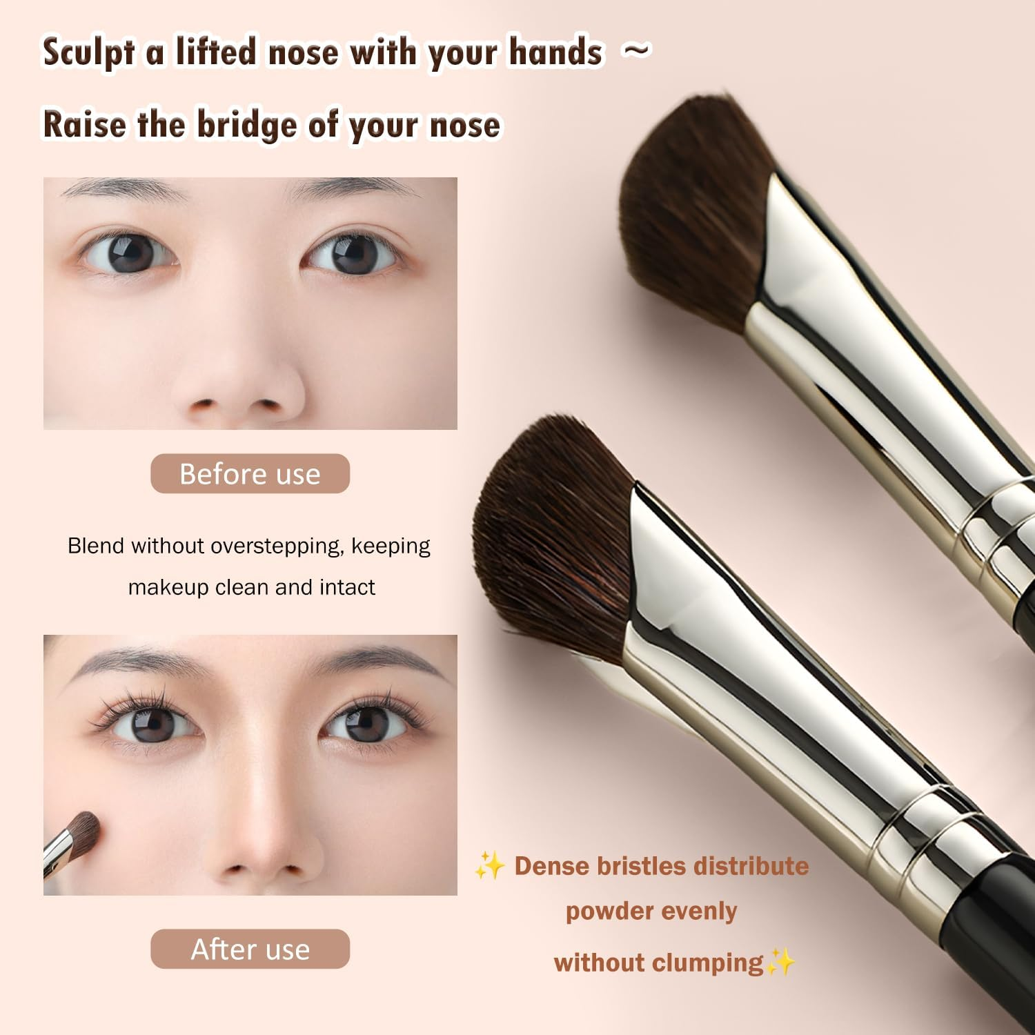 TORMEN 3 Pcs Nose Contour Brushes U-Shaped Angled Sculpting Makeup Tools for Precise Noses Definition Blending Highlighting for Women image number 5