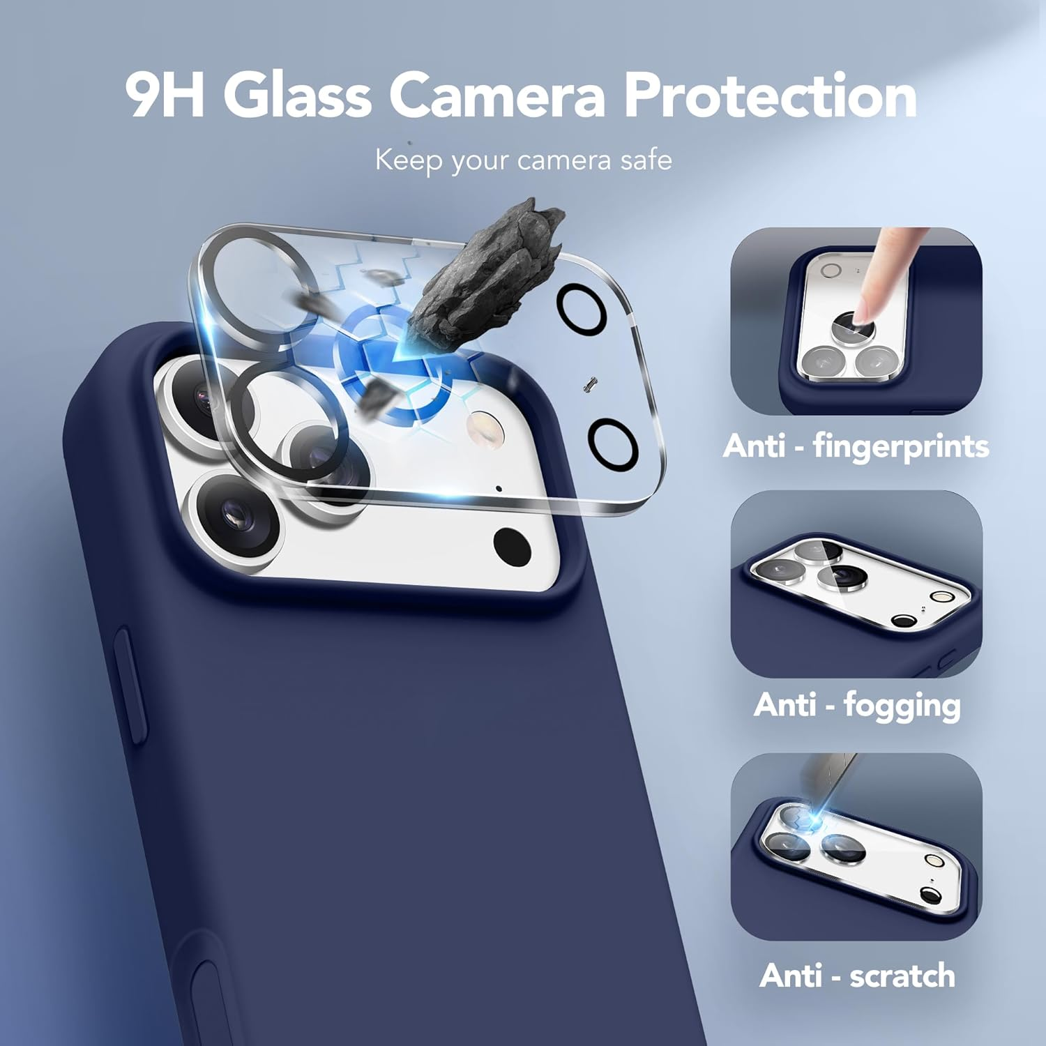 GONEZ Magnetic for Iphone 17 Pro Max Case, Compatible with Magsafe, [Screen Protector + Camera Lens Protector], Liquid Silicone Anti-Scratch Shockproof Protective Phone Case 6.9 Inch, Midnight Blue - A-Stone image number 5