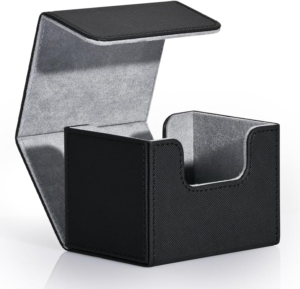 Card Deck Box for Trading Cards, MTG Commander Deck Box Holds 120+ Single Sleeved Cards, Storage Box Fits for TCG CCG Magic (Black)