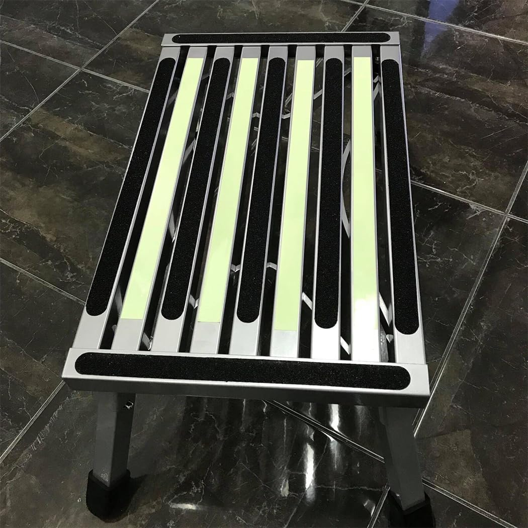 Portable Folding Step Stool Ladder,Luminous Caravan Camping Rv Accessories with Non-Slip Rubber Feet,Aluminium Caravan Step Camper Trailer for Camping or Kitchen Bathroom Footstool image number 4
