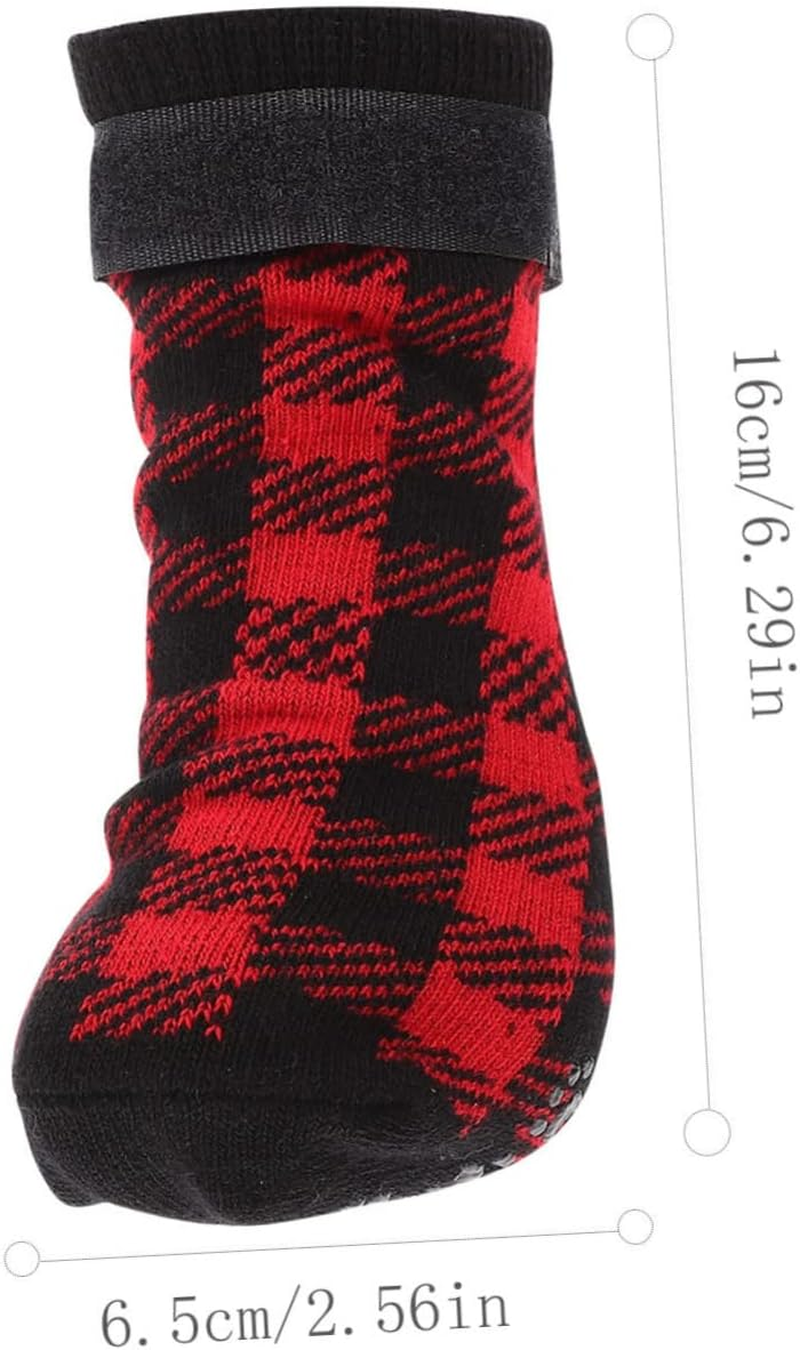 4Pcs Christmas Themed Warm Pet Socks for Dogs Non Slip Footwear for Indoor Use image number 2