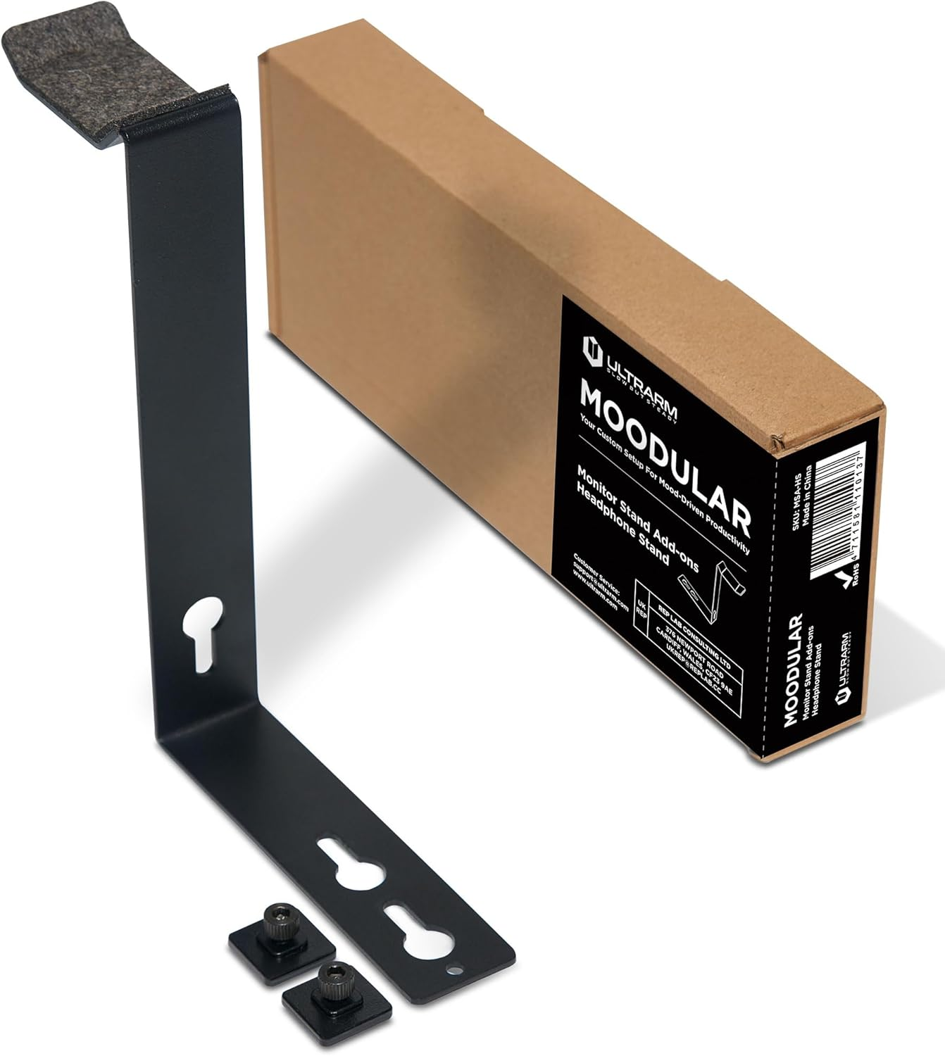 ULTRARM Moodular Add-Ons Headphone Stand [Accessory Only - Requires Moodular Wooden Monitor Stand Slide Rails for Use] Black MSA-HS image number 4