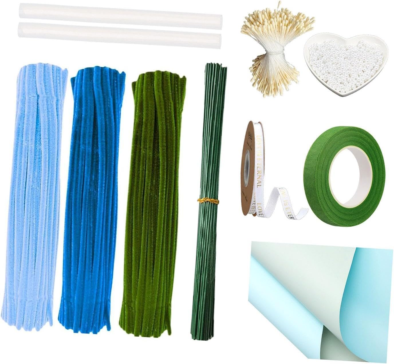 Nishiyuenyi Chenille Pipe Cleaners, Chenille Crafts, Creative Handmade Decorations, Pipe Cleaners for Crafts, Blue - Blue image number 5