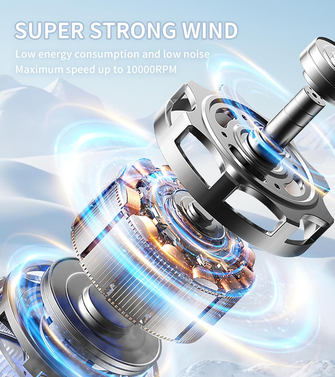 Mini Handheld Fan, Portable Hand Fan, 5000Mah Rechargeable Fan with Display, 100 Wind Speed Levels, Night Light Function, Silver image number 5