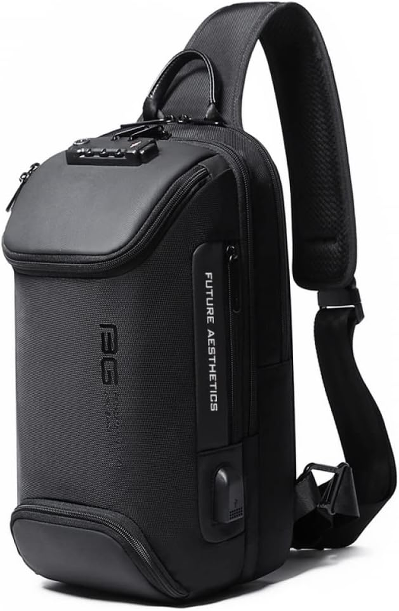 BANGE anti Theft Sling Bag, Waterproof Men'S Chest Bag Shoulder Bags Crossbody Sling Backpack for Men - USB Charging Port Casual Daypack image number 5