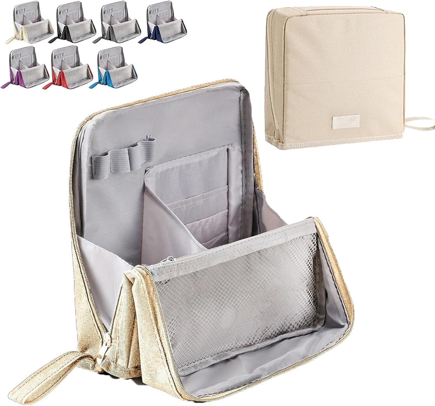 Standing Makeup Bag Portable, Large Capacity, Multi-Purpose Large Capacity Oxford Cloth Stand up Makeup Bag, Doresty Standing Waterproof Toiletry Bag with Compartments (Black)