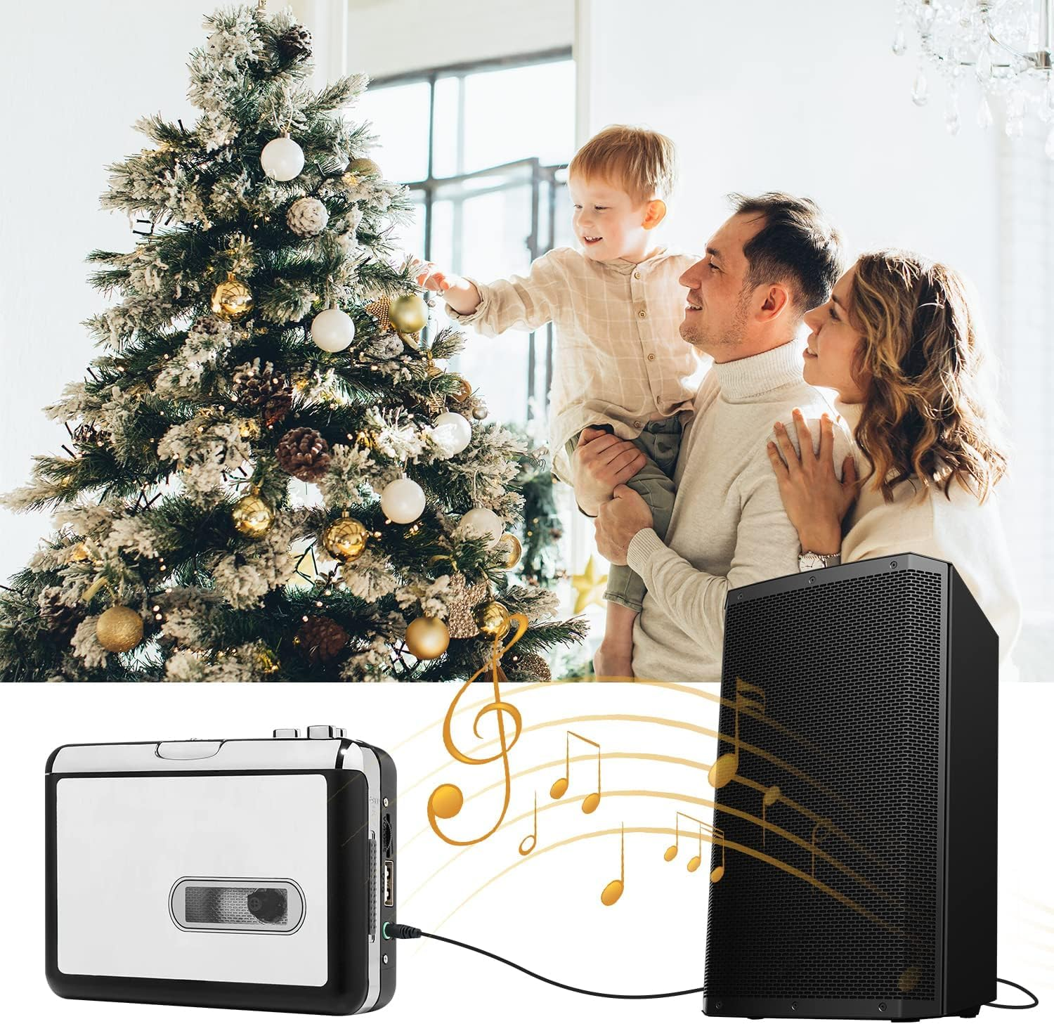 Reshow Portable Cassette Player, Best Overall Standalone USB Cassette to MP3 Converter, Audio Music Cassette Tape to Digital Converter Player (White) image number 5