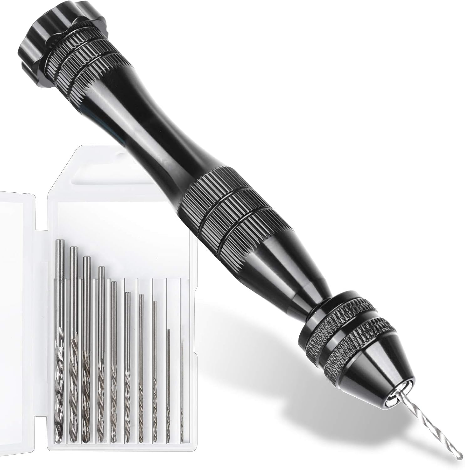 Pin Vise for Resin Casting Molds, LEOBRO 12 Cm Steel Hand Drill with 10 PCS Drill Bits (0.8-3 Mm), Precision Hand Drill Tools for Resin Plastic Wood Polymer Clay, DIY Jewelry Keychain Pendant Making