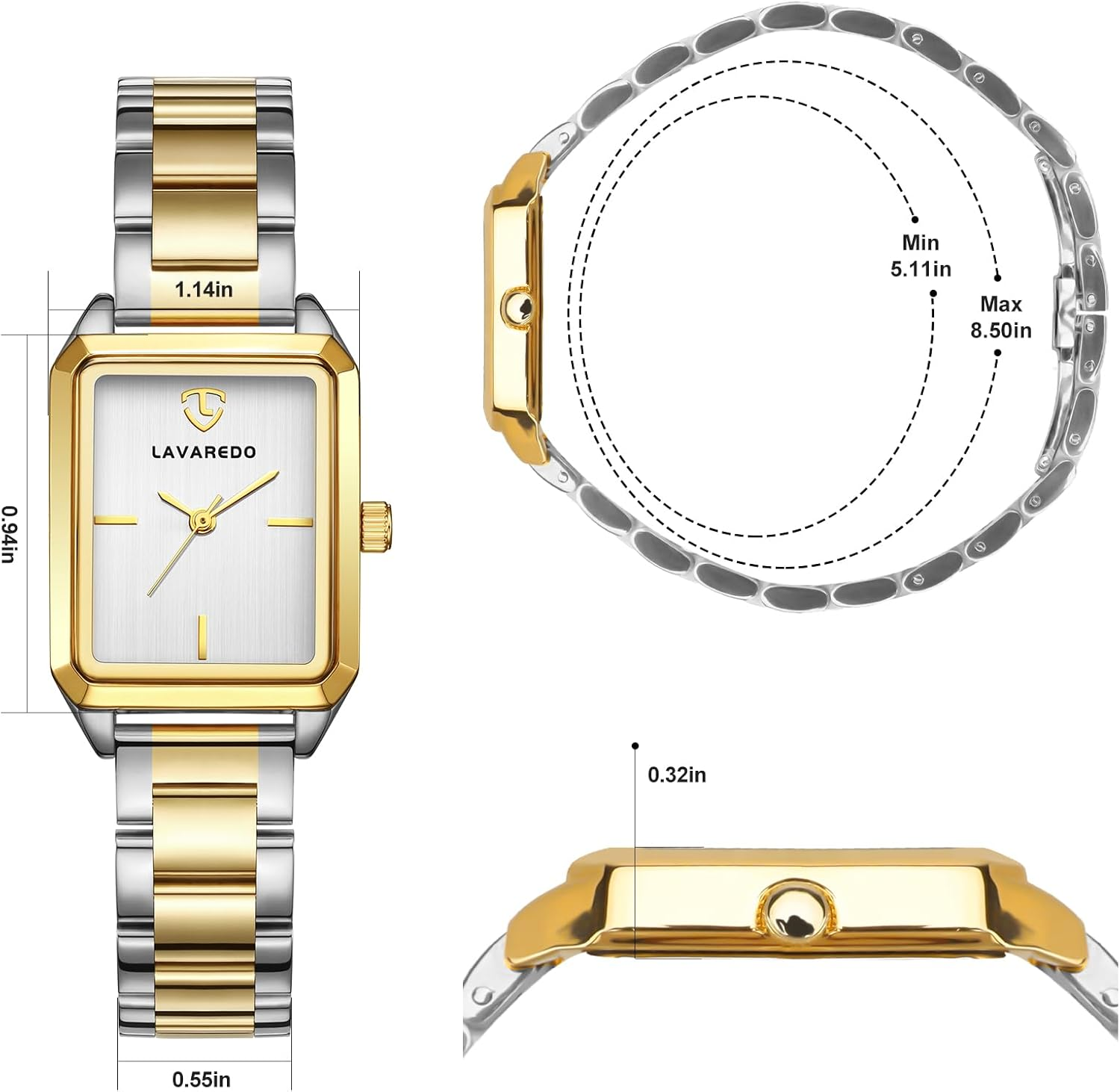 Gold Watches for Women, Dainty Womens Watch, Luxury Ladies Wrist Watches with Stainless Steel & Japanese Quartz Movement, Daily Waterproof Watches, a Great Women