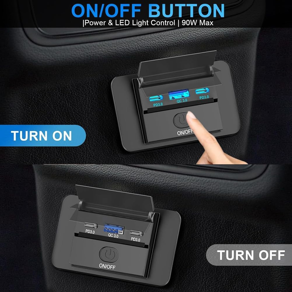 2PCS 3 Ports 12V RV USB Outlet 90W, Dual PD3.0 Type-C Quick Charge 72W & USB QC3.0 18W Panel Wall Mount Easy Install Easy to Use image number 2