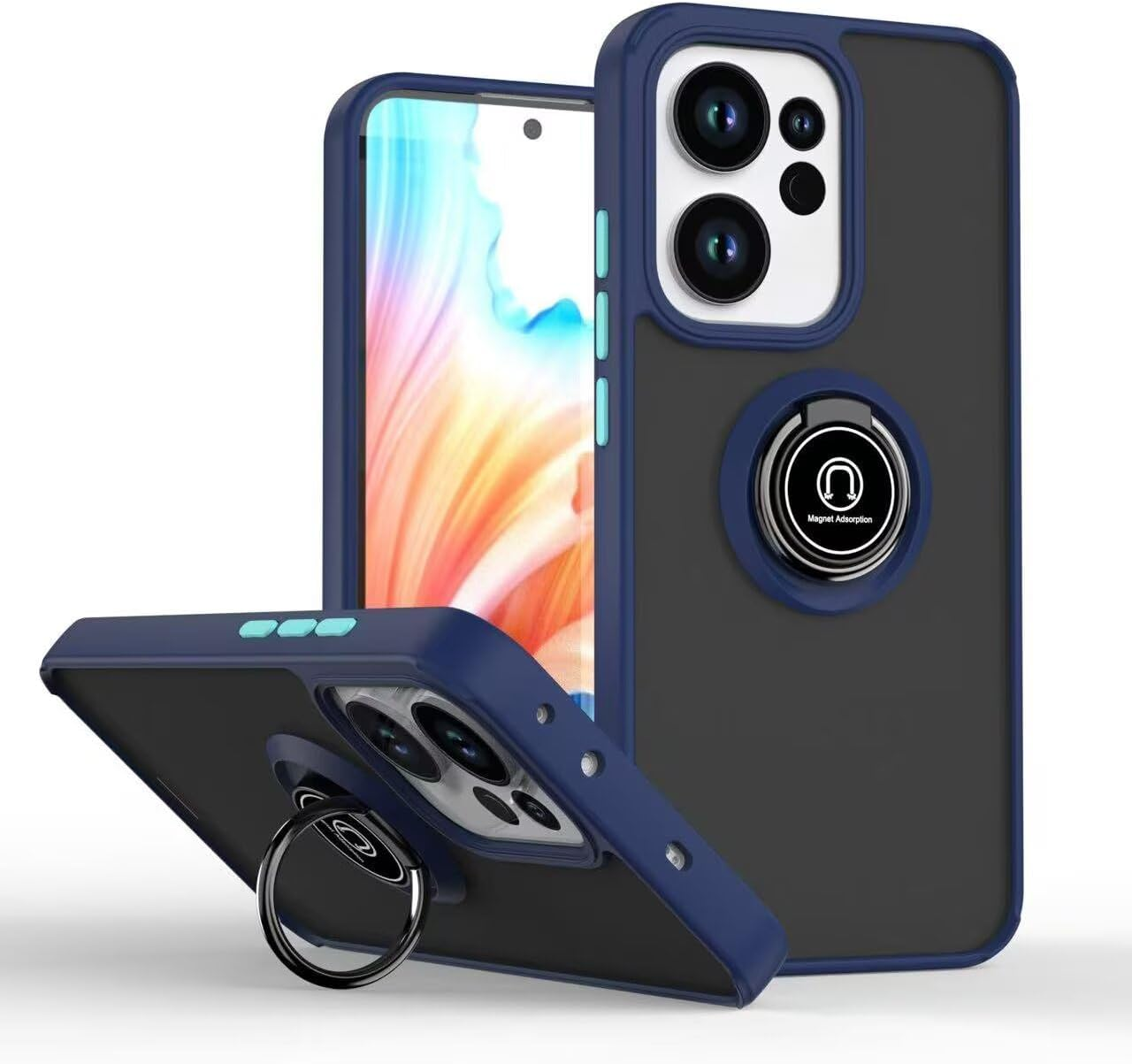 EASSGU Case for Oppo Reno14 F 5G / Oppo Reno14 FS 5G (6.7 Inches), Ring Stand Clear Protective Case, Shockproof, Drop-Resistant TPU Silicone Bumper Phone Case - Royal Blue image number 4