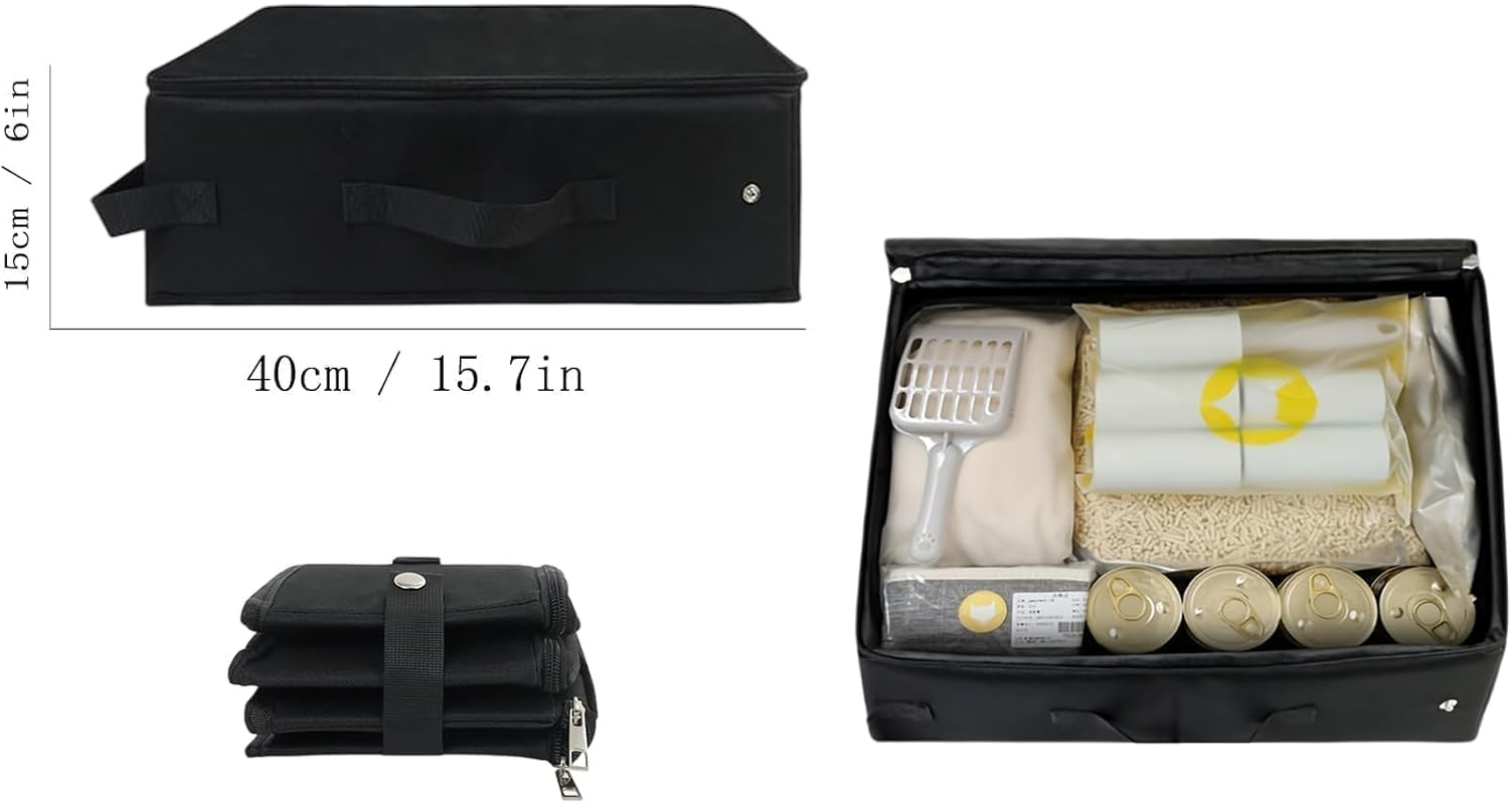 MINZHI Travel Cat Litter Tray with Lid, Foldable Portable Cat Litter Tray, Waterproof, Black, Folded: 20 X 15 X 5 Cm, Extended: 40 X 30 X 15 Cm, for Cat Owners, Travelers, Outdoor Enthusiasts image number 1