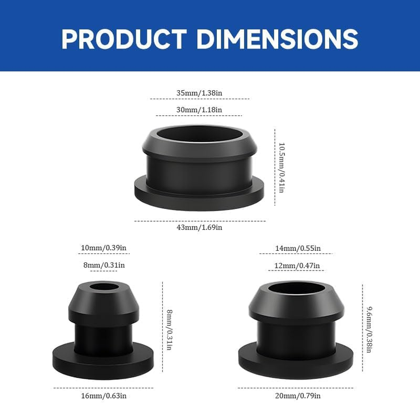 20 PCS Rubber Grommet, Electrical Grommet Electrical Conductor Washer Rings for Protecting Wires, Plugs and Cables, 12Mm Inner Diameter and 14Mm Mounting Diameter image number 4