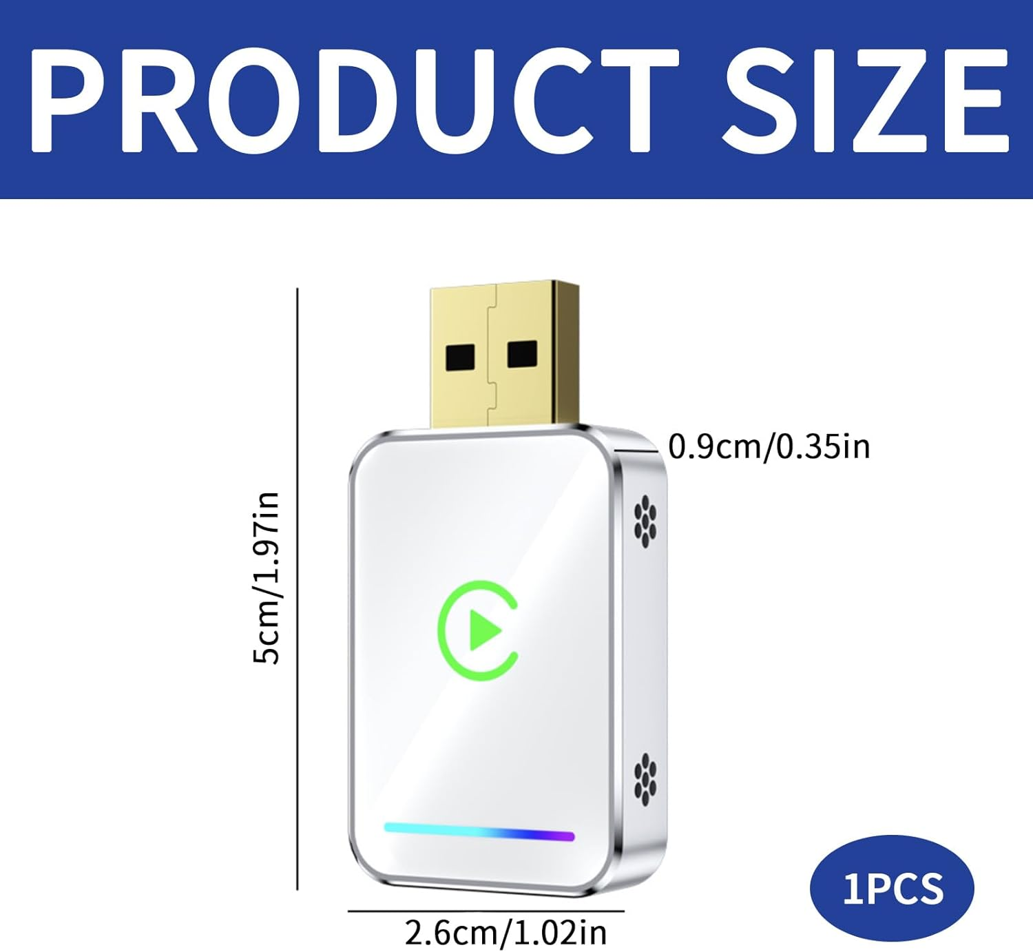 2-In-1 Wireless Carplay Adapter, Silver White Android Car Adapter,Golden Joint,Carplay Dongle，Suitable for Converting OEM Wired to Wireless, Plug and Play,Android 11+ image number 2