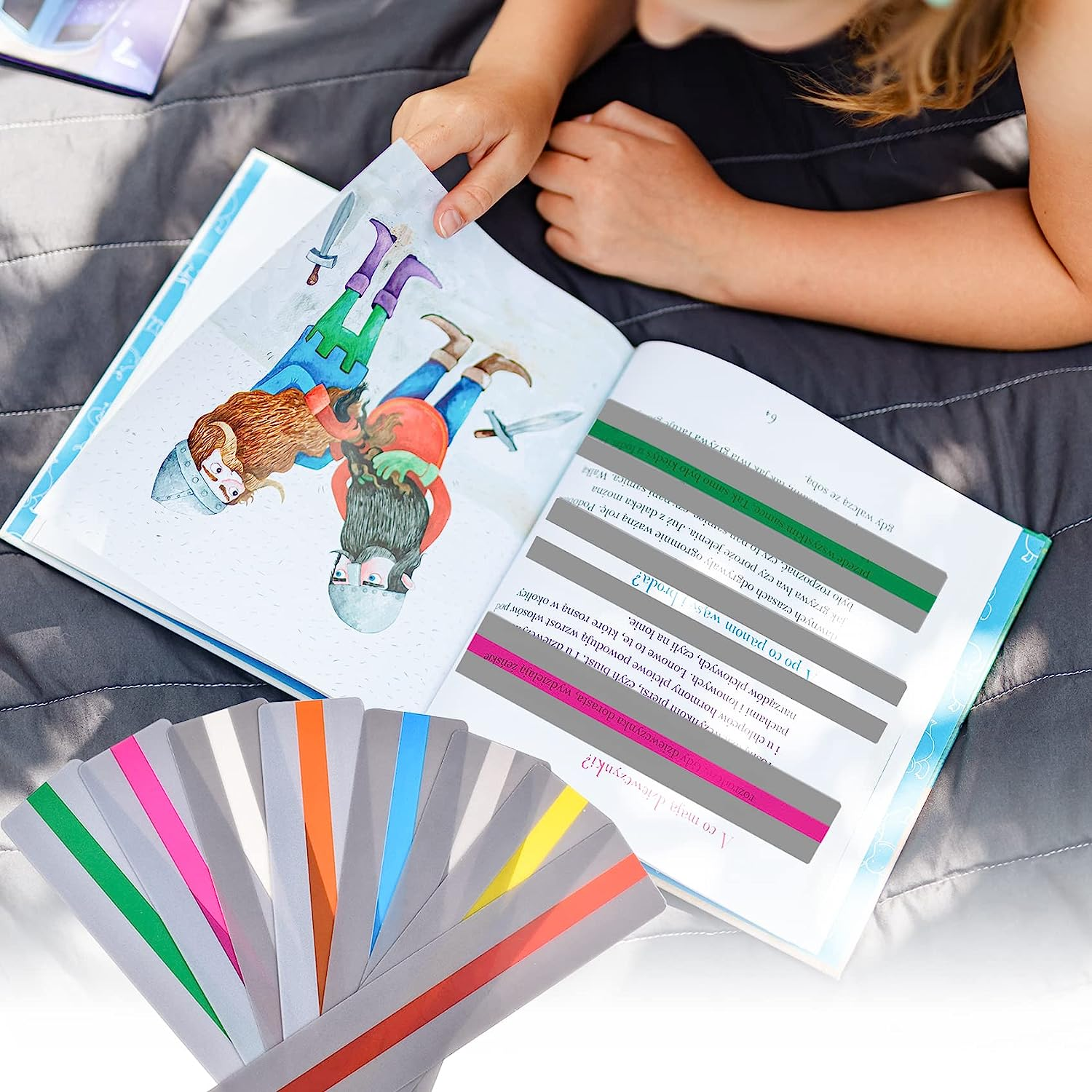 24 Pieces Guided Reading Strips Reading Helper Strips, Reading Ruler Colored Overlay Highlight Bookmarks Help with Dyslexia for Kid and Teacher Supply Guided image number 1