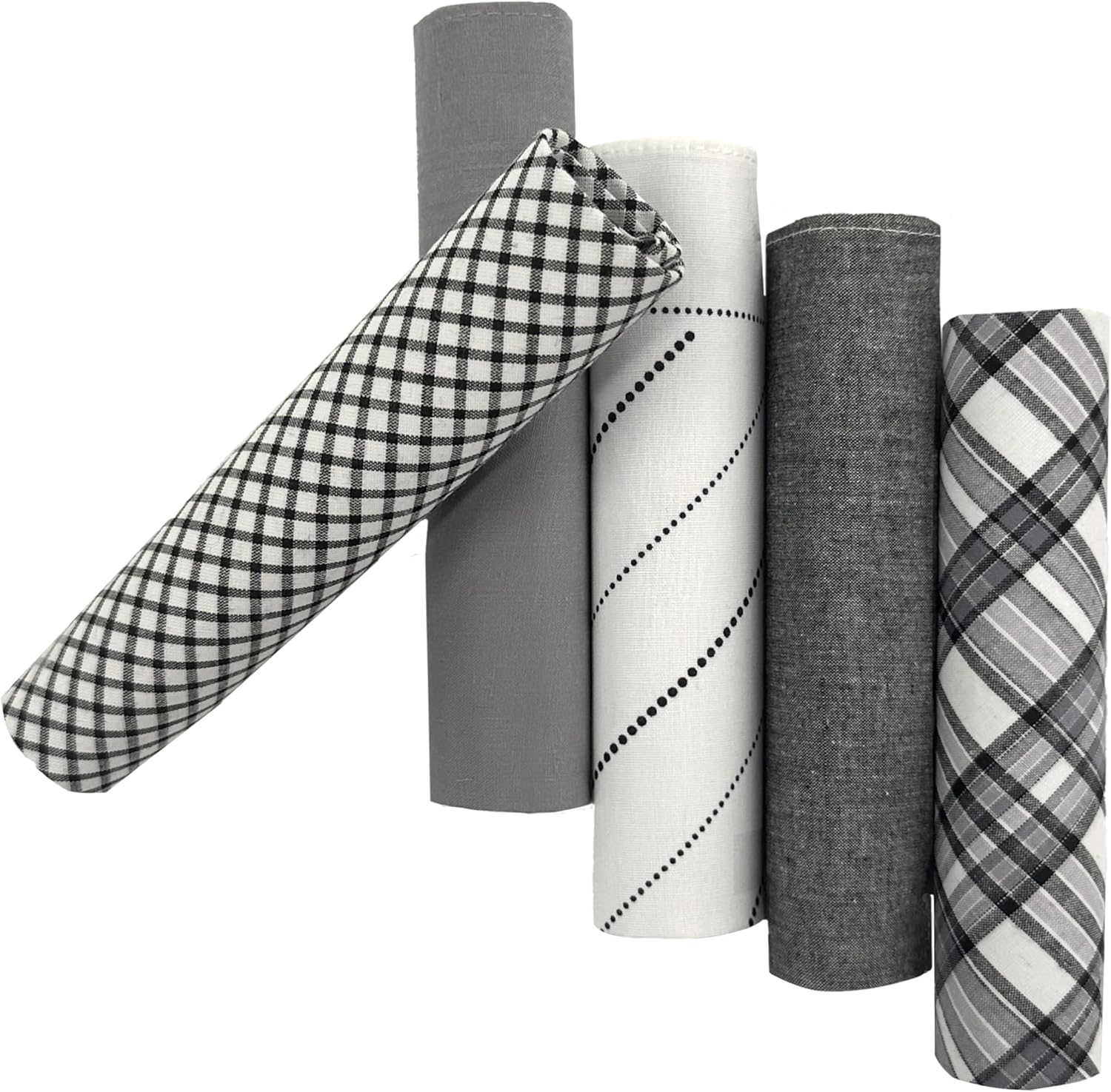 5 Pack Handkerchief Mens Cotton Luxury Hot Silver Gift Box Set, Vintage 40X40Cm Fancy Design Pocket Square Hankie Gift Pack