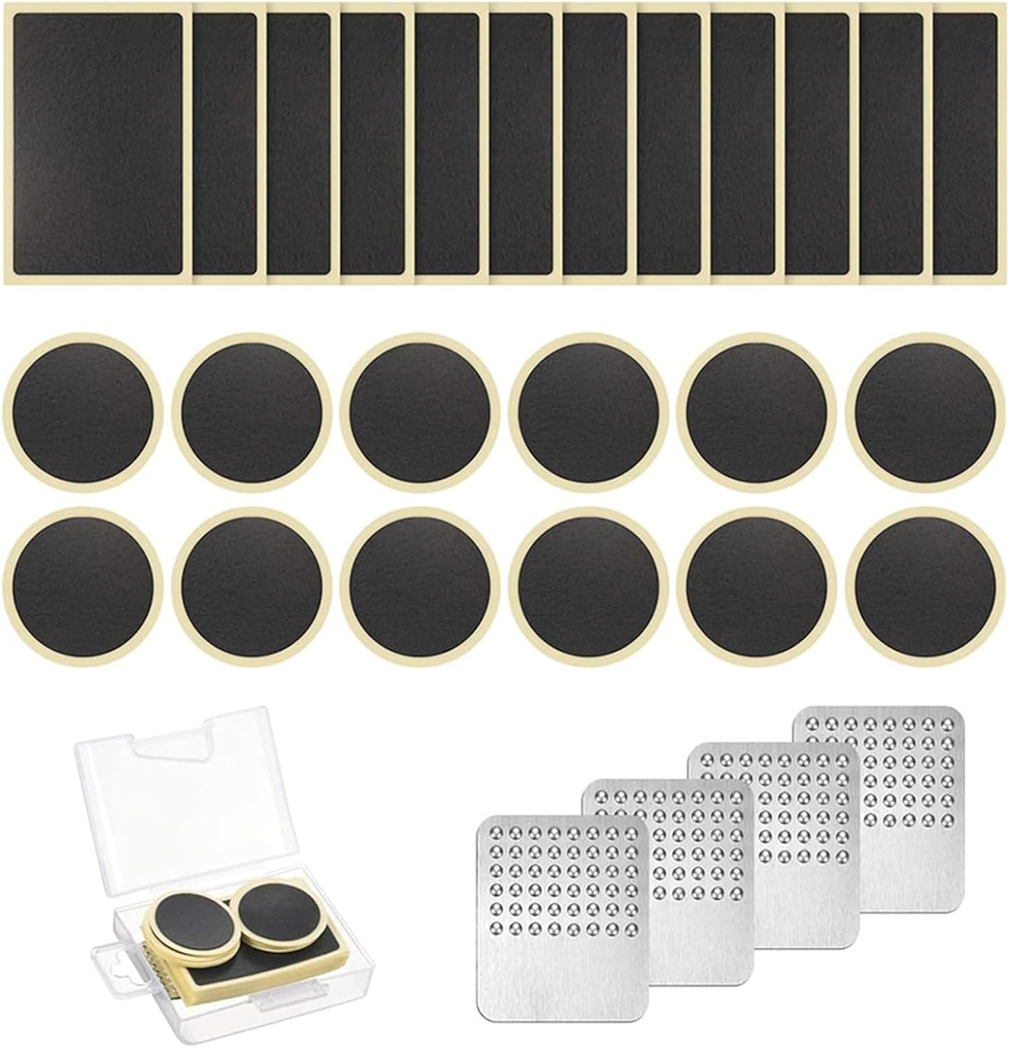 Puncture Repair Kit Bicycle with 24 Self-Adhesive Bike Puncture Repair Patches and 4 Metal Files Portable Tire Tool Repair Kit Puncture Repair Kit Suitable for All Bicycles image number 3