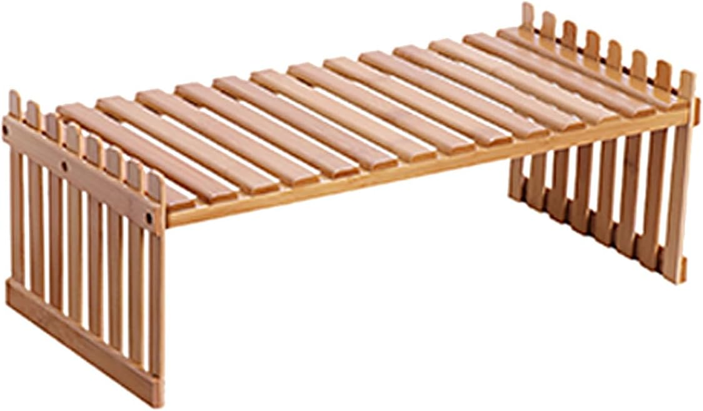 Countertop Bamboo Plant Shelf Bamboo Flower Pot Stand Balcony Flower Rack Cabinet Organizer Multi-Function DIY Desktop Storage Rack for Living Room Bedroom Kids Room 37Cm&2 Layers