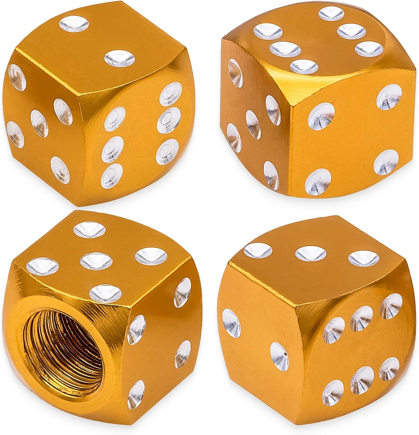 4PCS Dice Style Tire Valve Stem Caps, with O Rubber Ring, Universal Aluminium Alloy Dustproof Tire Valve Stem Covers for Cars, SUV, Trucks, Bikes, Motorcycles, Bicycles(Purple)