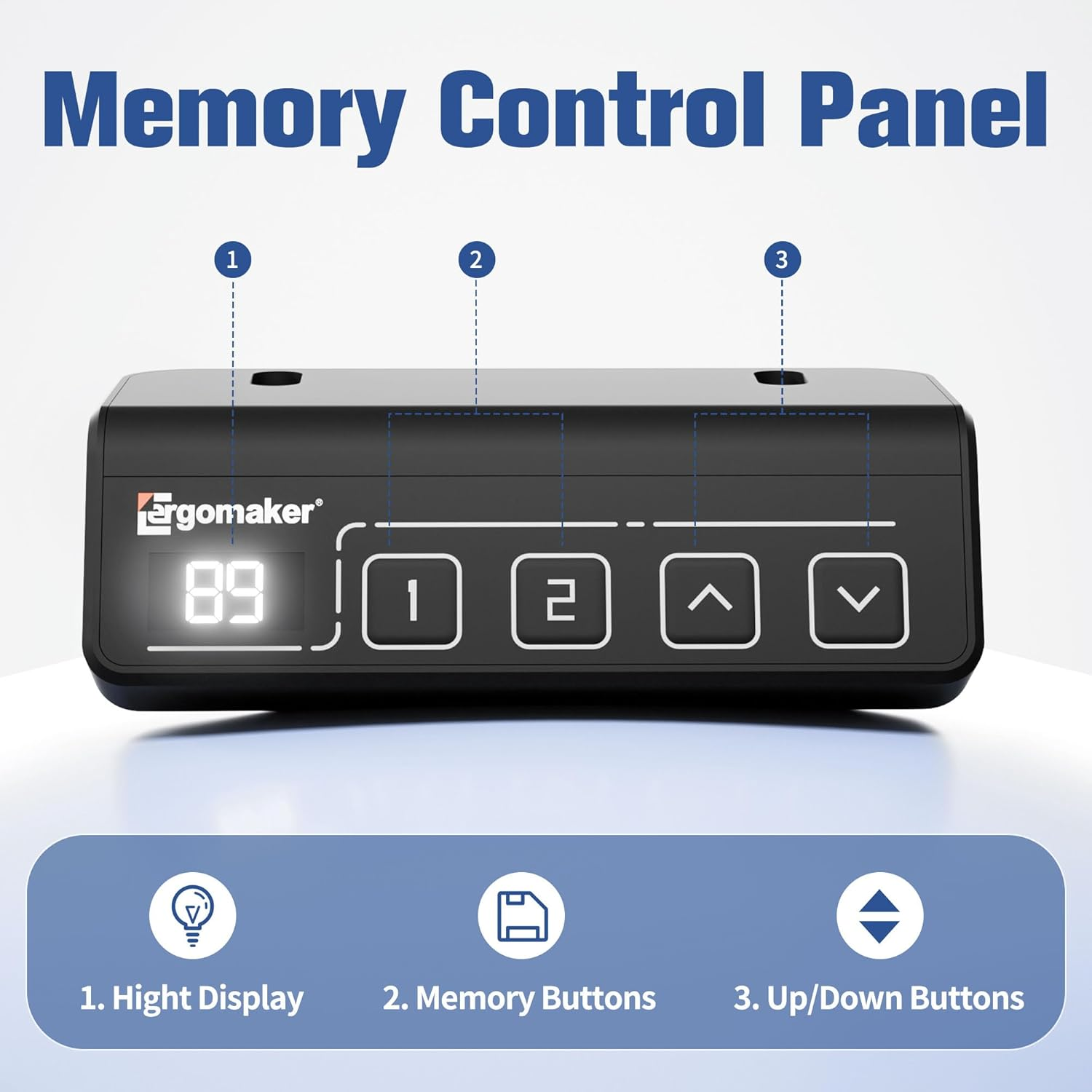 ERGOMAKER Height Adjustable Standing Desk Frame, Electric Sit Stand Desk Base with Automatic Memory Smart Handset (Black Frame, without Desktop)