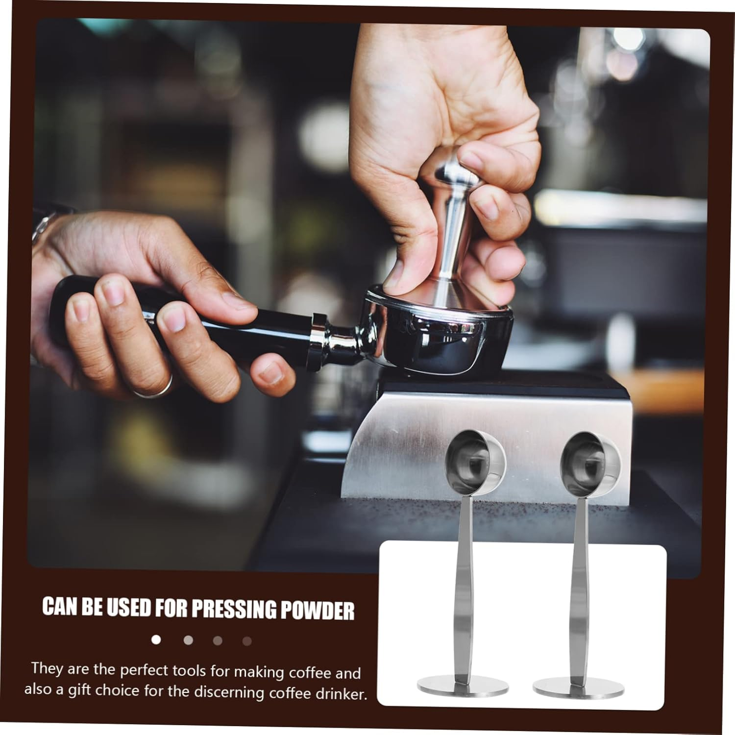 DONFAMDS 2Pcs Professional Espresso Coffee Press Accessories Tampers Bean Spoons Stainless Steel for Coffee Tea image number 5