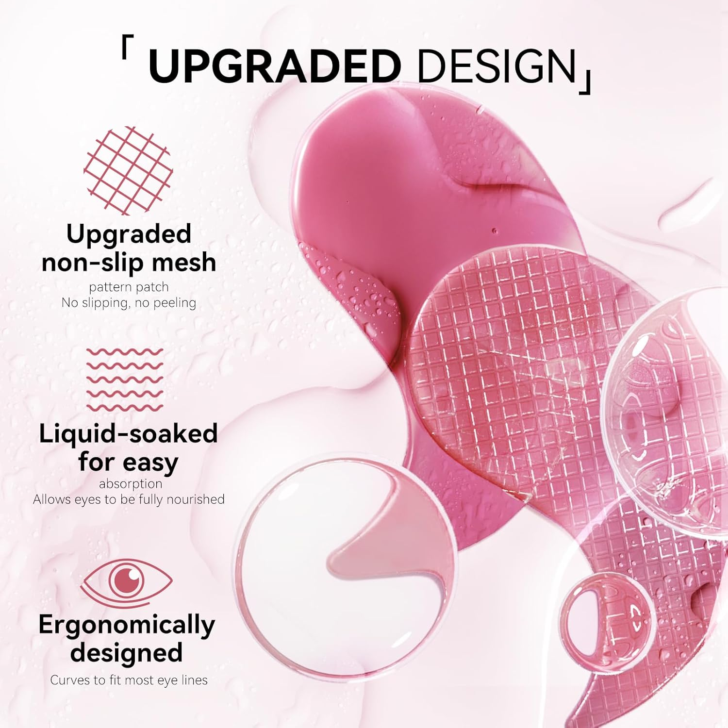 BREYLEE Pink Rose Eye Mask&ndash; 60 Pcs - Puffy Eyes and Dark Circles Treatments &ndash; Look Younger and Reduce Wrinkles and Fine Lines Undereye, Improve and Firm Eye Skin - Pure Natural Material image number 3