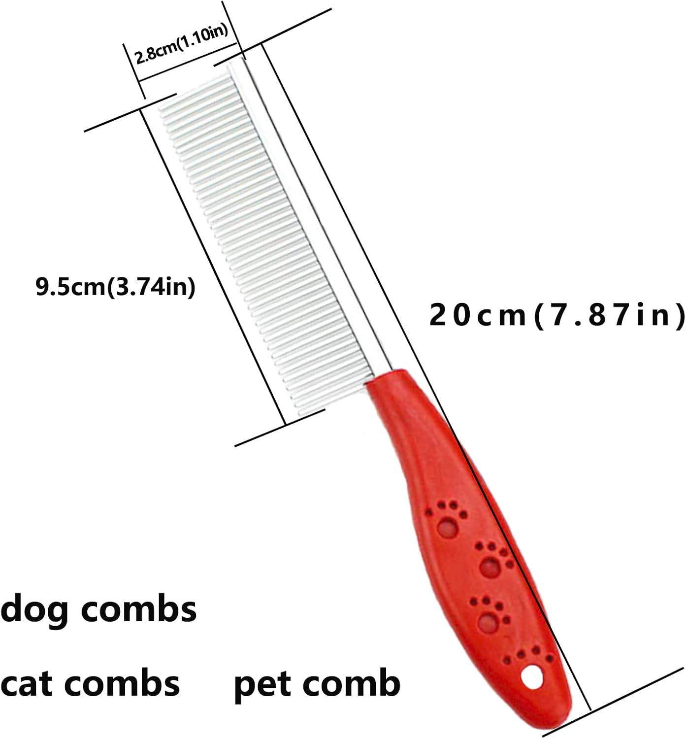 Dog Combs, Cat Combs, Metal Dog Comb, Pet Grooming Comb, Metal Comb for Dog and Cats and Rabbits 1Pack (Red) image number 1