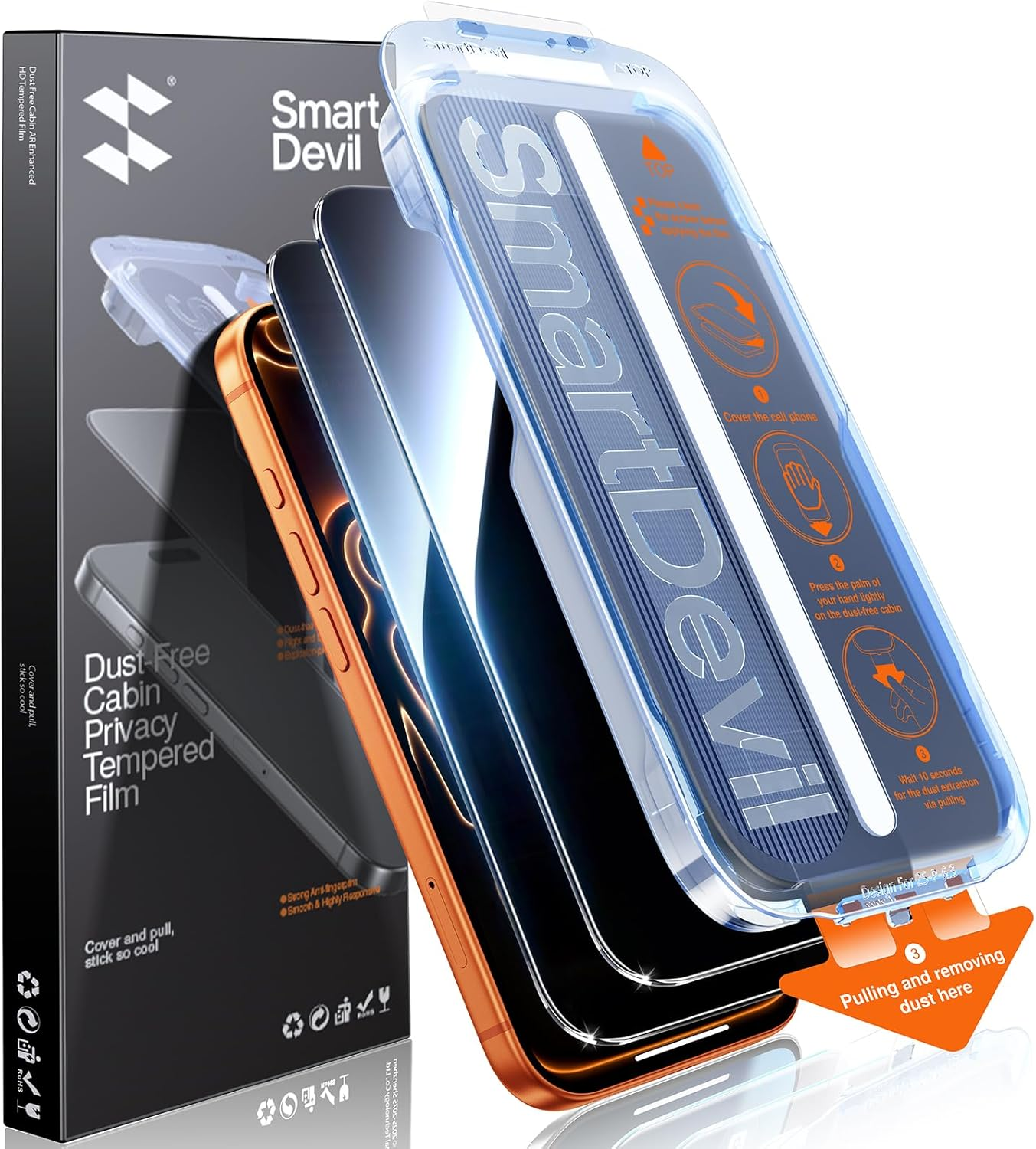 SMARTDEVIL 2 Pack for Iphone 17 Pro Max Privacy Screen Protector Anti-Spy Tempered Glass Film 9H Hardness Easy Installation with Bubble-Free & Dust-Free Box image number 2