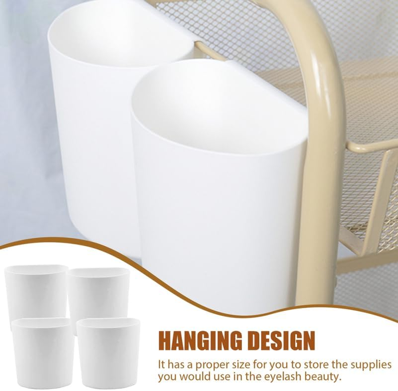 STOBOK 4Pcs Storage Basket Rolling Cart Storage Cups Tabletop Sundries Container Rolling Storage Bin Cart Pen Plant Cart Small Hanging Bucket for Home and Office, White image number 3