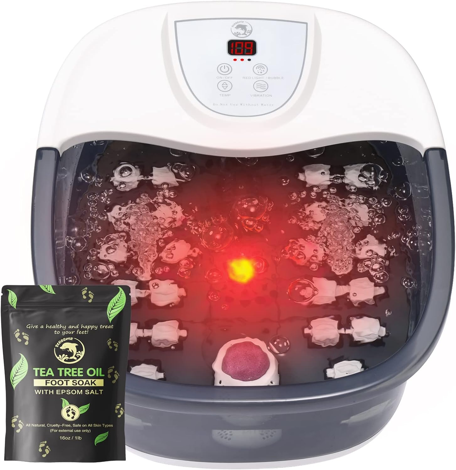 Foot Spa Bath Massager with Heat [2025 Upgraded], Jets, Vibration, Adjustable Temp, Bubbles, Epsom Salt, Foot Soaking Tub with 22 Shiatsu Massage Rollers, Pedicure Foot Spa for Relaxation, Black