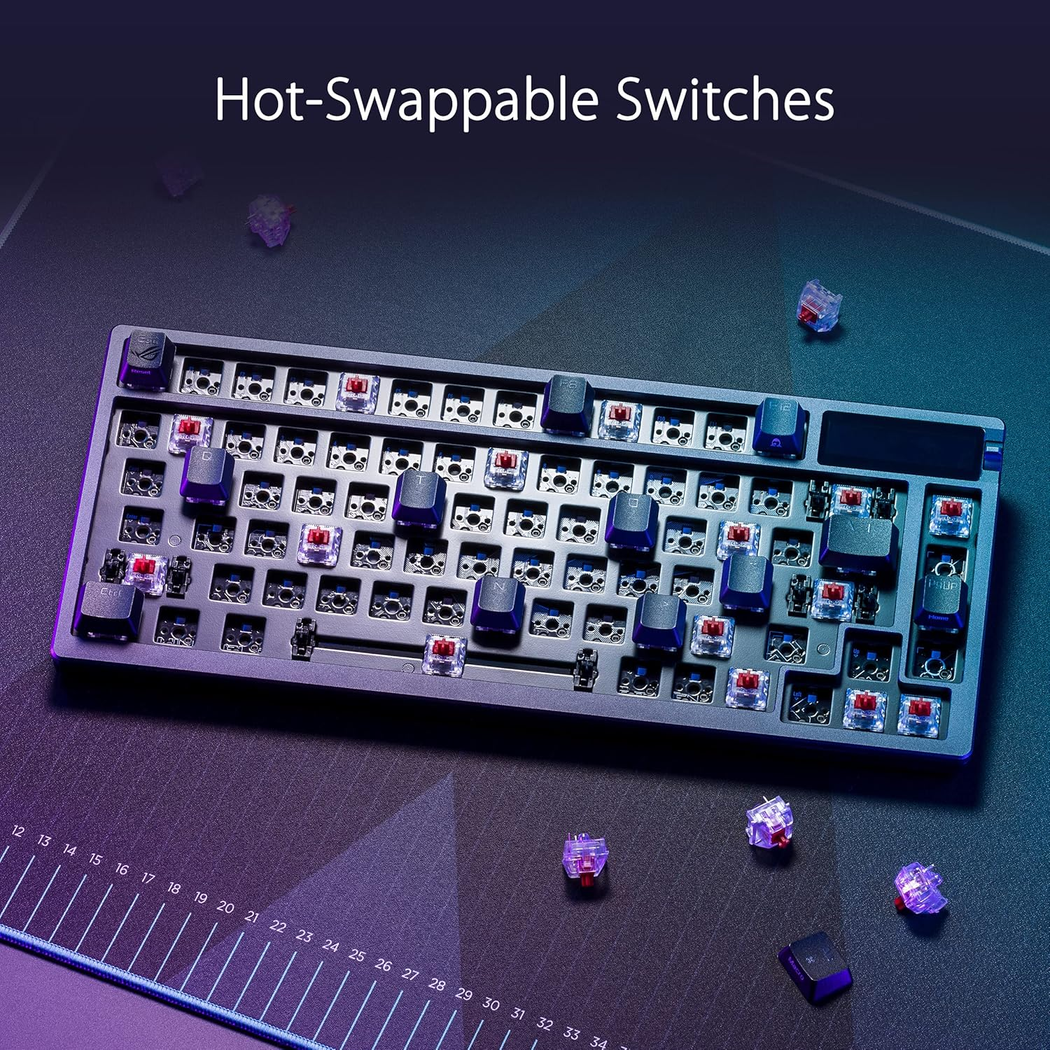 ASUS ROG Azoth 75% Wireless Custom Gaming Keyboard - ROG NX Storm Refined Clicky Pre-Lubed Hot-Swappable Switches, Gasket Mount, Lube Kit, OLED Display, 2.4Ghz, Bluetooth, Mac Support, Aura Sync RGB image number 3