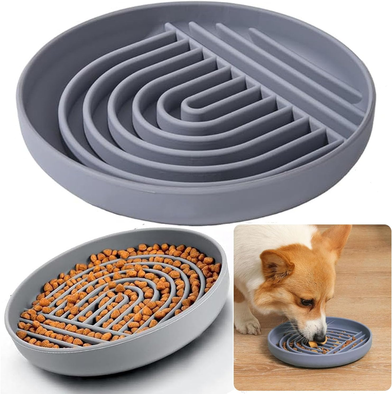 Slow Feeder Dog Bowls, Silicon Dog Bowl Slow Feeder, Non Slip Dog Slow Feeder Bowl, Cat Slow Feeder, Puzzle Silicone Dog Feeding Bowls with Suction Cups, Anti-Choking, Reduces Boredom,Anxiety image number 6