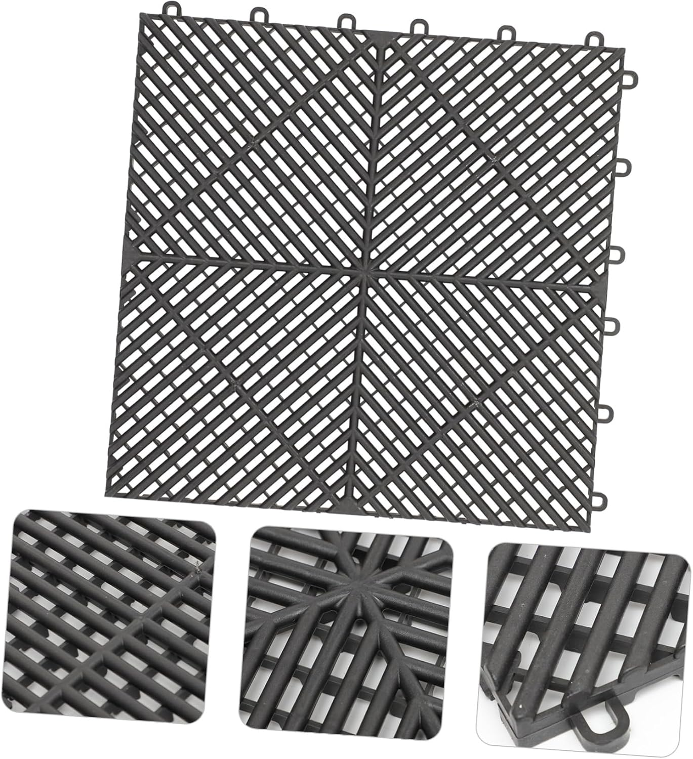 PRETYZOOM 2Pcs Modular Interlocking Floor Tile Mats with Drain Non-Slip Car Wash Drainage Mats for Wet Areas Bathroom Pool Deck Material image number 6