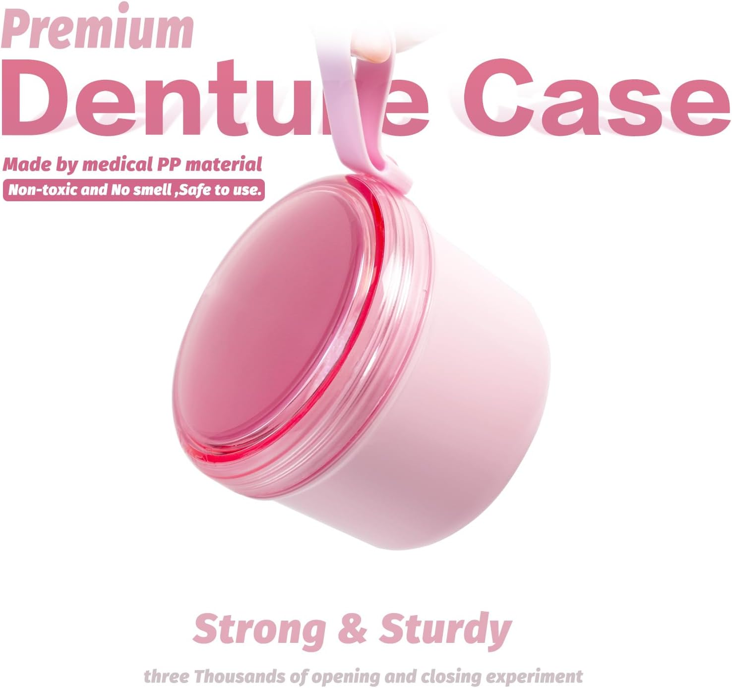 Denture Bath Case Cup Box Holder Storage Soak Container with Strainer Basket for Home or Travel Denture Cleaning (Pink) - Blue image number 6