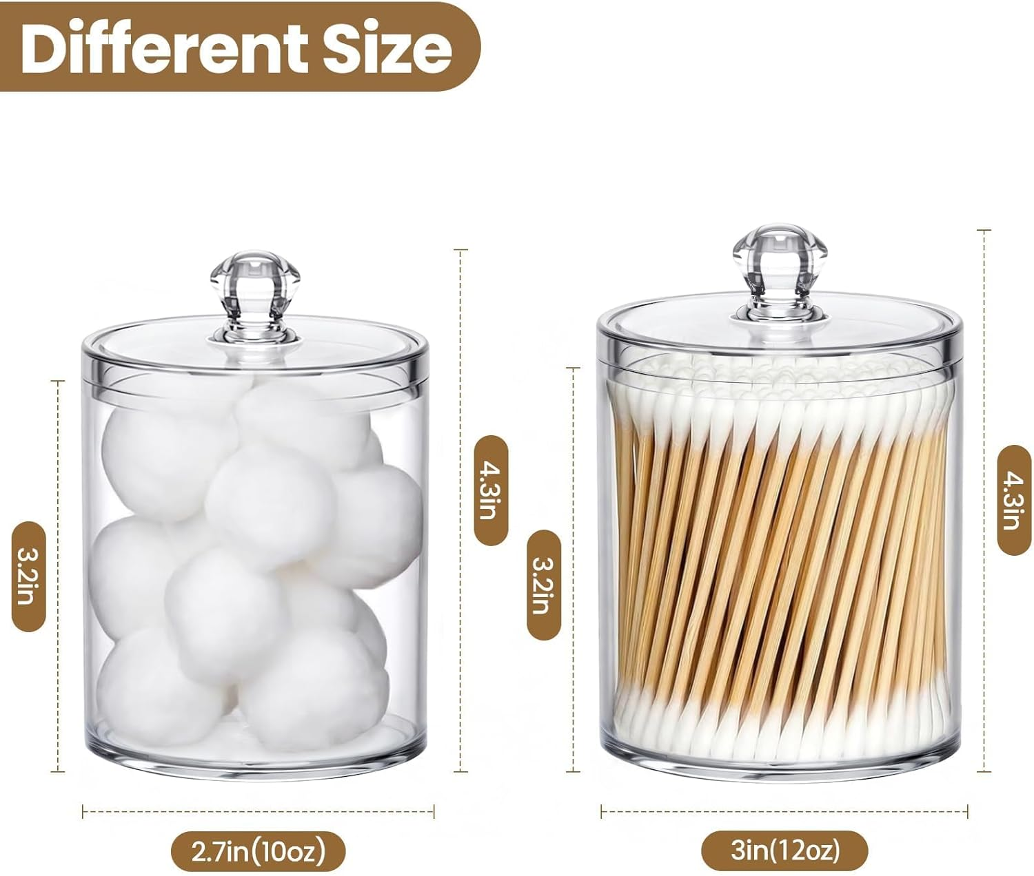 LABUBU Holder 6 Pack,Qtip Dispenser for Cotton Pads,Swabs,Balls,Bathroom Storage Containers for Organizing,Plastic Bathroom Canisters with Lid,Storage Jars Vanity Makeup Accessories Set image number 4