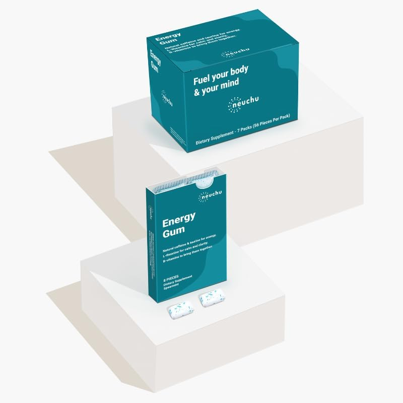 Neuchu Energy & Focus Gum &ndash; Australian Sugar-Free Nootropic Chewing Gum with Caffeine & L-Theanine &ndash; Fast-Acting Natural Energy, Clean Focus, No Crash &ndash; Spearmint Flavor &ndash; 56 Pieces image number 6