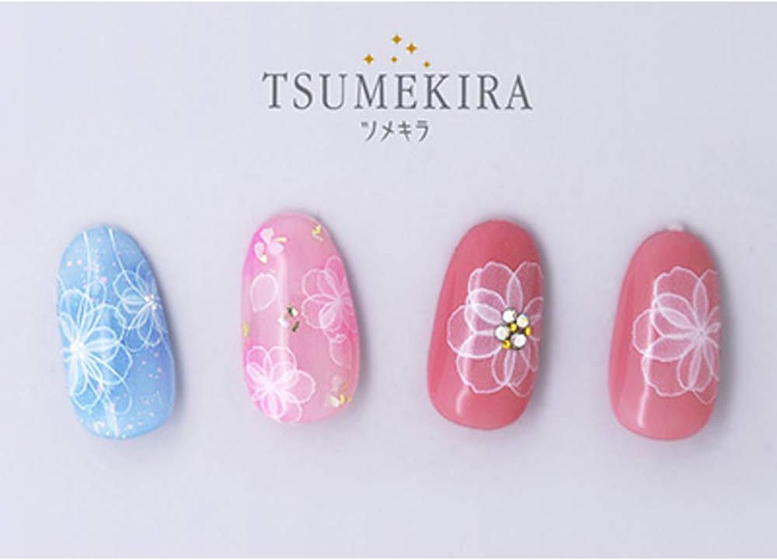 TSUMEKIRA NN-RXF-101 Nail Stickers, Rrieenee X Filer, Produce 1, Organza Flowers, White, Multicolor, 1 Piece image number 1