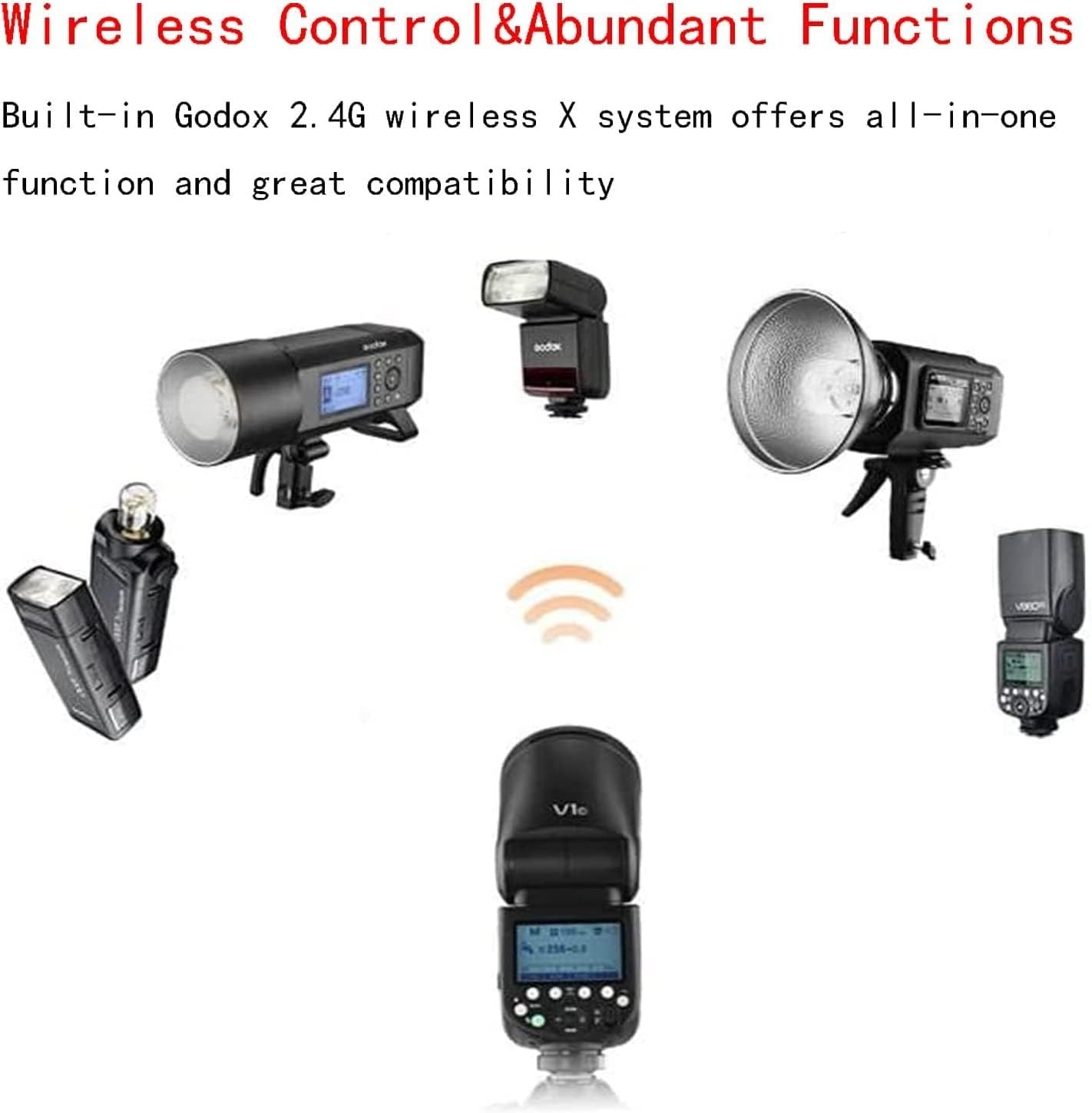 Godox V1-F round Head Camera Flash for Fujifilm Flash Speedlight,76Ws 2.4G 1/8000HSS,480 Full Power Shots,1.5S Recycle Time,2600Mah Li-Ion Battery image number 5