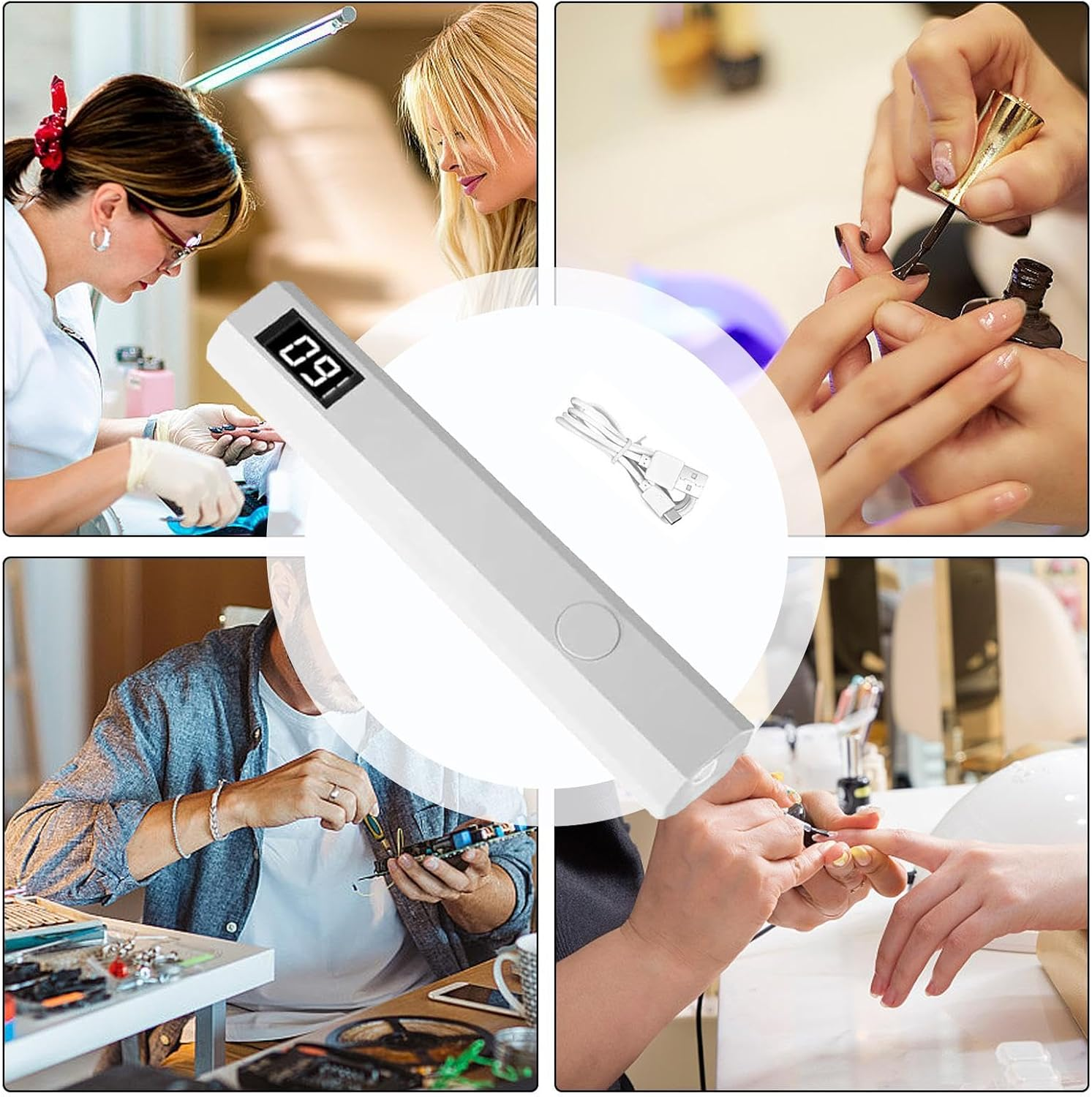 UV Nail Lamp - Rechargeable UV LED Dryer Gel LED Lamp | Manicure Curing Device Portable Nail Dryer for Beginners Professionals - Blue image number 4